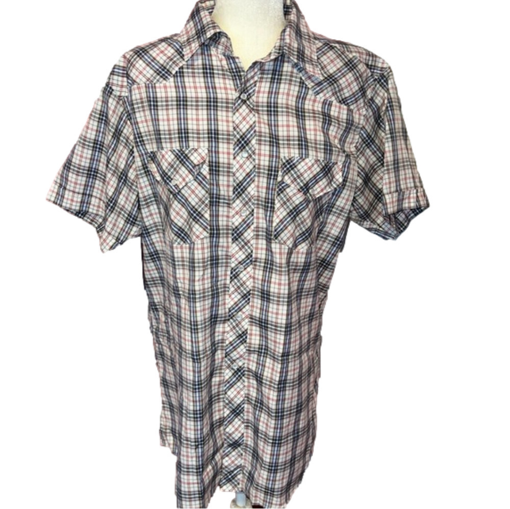 Corral West Ranch Wear Western Pearl Snap Button Plaid Shirt Size Large
